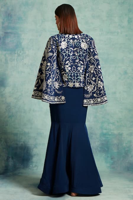Vedika Soni Embroidered Jacket Fish Cut Skirt Set 