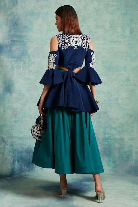Vedika Soni Embroidered Peplum Top & Skirt Set 