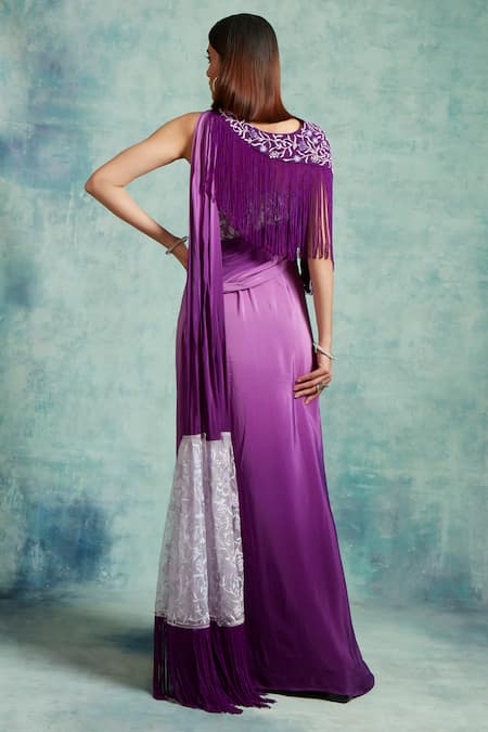 Vedika Soni Embroidered Cape Pre-Draped Saree Set 