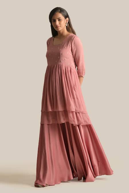 Cupid Cotton Asma Embroidered Yoke Anarkali & Sharara Set 