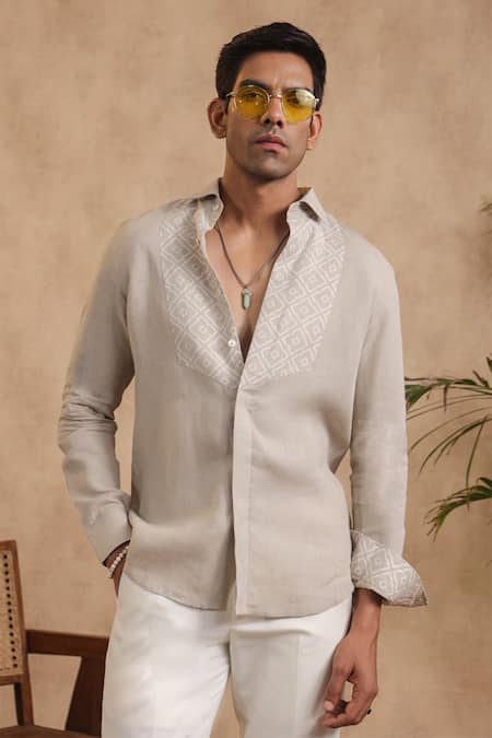 Raw & Rustic by Niti Bothra Full Sleeve Moroccan Half Yoke Shirt 