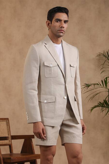 Buy Raw & Rustic By Niti Bothra Beige Linen Solid Blazer Buy_Raw & Rustic By Niti Bothra_Beige Linen Solid Blazer