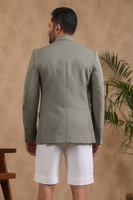 Shop Raw & Rustic By Niti Bothra Grey Cotton Solid Double Breasted Blazer at Aza Fashions Shop_Raw & Rustic By Niti Bothra_Grey Cotton Solid Double Breasted Blazer_at_Aza_Fashions