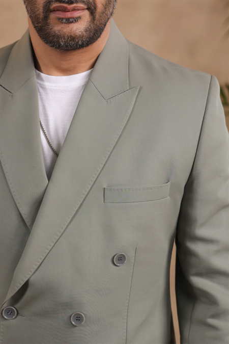 Raw & Rustic By Niti Bothra Grey Cotton Solid Double Breasted Blazer Online at Aza Fashions Raw & Rustic By Niti Bothra_Grey Cotton Solid Double Breasted Blazer_Online_at_Aza_Fashions