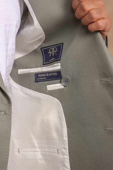 Buy Raw & Rustic By Niti Bothra Grey Cotton Solid Double Breasted Blazer Buy_Raw & Rustic By Niti Bothra_Grey Cotton Solid Double Breasted Blazer