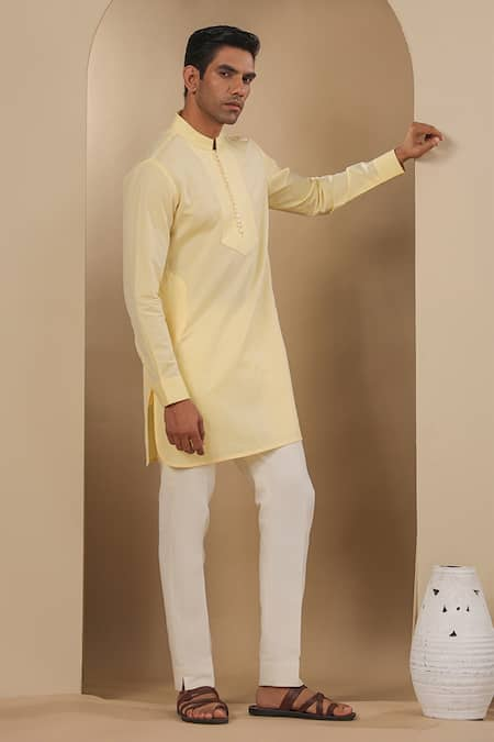 Raw & Rustic by Niti Bothra Pleated Placket Solid Kurta 