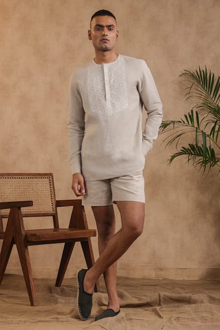 Raw & Rustic by Niti Bothra Floral Placket Kurta Shirt 