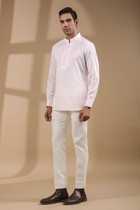 Raw & Rustic By Niti Bothra Pink Cotton Solid Kurta Shirt Online at Aza Fashions Raw & Rustic By Niti Bothra_Pink Cotton Solid Kurta Shirt _Online_at_Aza_Fashions
