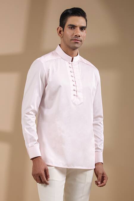 Buy Raw & Rustic By Niti Bothra Pink Cotton Solid Kurta Shirt Online at Aza Fashions Buy_Raw & Rustic By Niti Bothra_Pink Cotton Solid Kurta Shirt _Online_at_Aza_Fashions