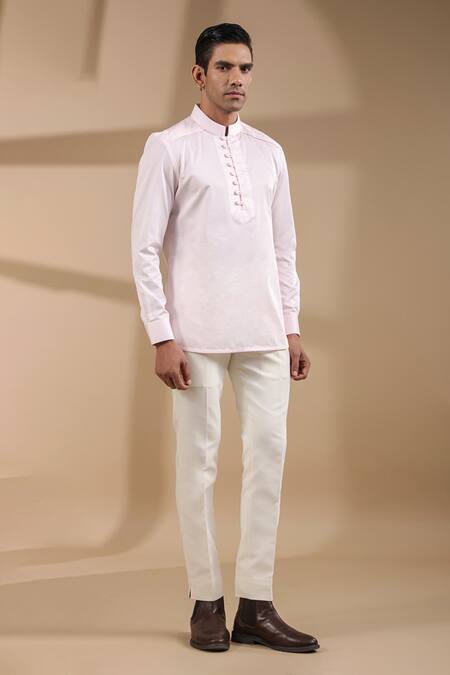 Shop Raw & Rustic By Niti Bothra Pink Cotton Solid Kurta Shirt Online at Aza Fashions Shop_Raw & Rustic By Niti Bothra_Pink Cotton Solid Kurta Shirt _Online_at_Aza_Fashions