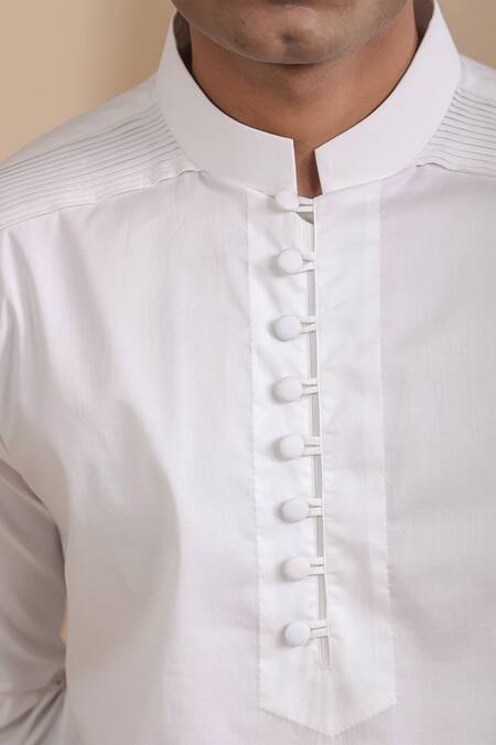 Raw & Rustic By Niti Bothra White Cotton Straight Solid Kurta Shirt Online at Aza Fashions Raw & Rustic By Niti Bothra_White Cotton Straight Solid Kurta Shirt _Online_at_Aza_Fashions