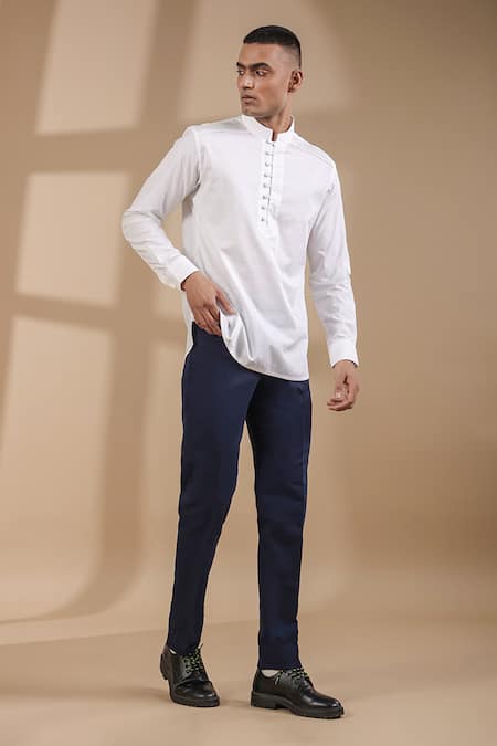 Raw & Rustic By Niti Bothra White Cotton Straight Solid Kurta Shirt at Aza Fashions Raw & Rustic By Niti Bothra_White Cotton Straight Solid Kurta Shirt _at_Aza_Fashions
