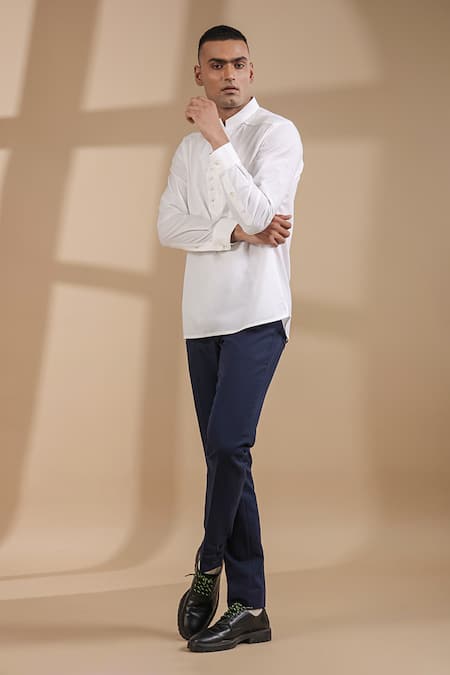 Buy Raw & Rustic By Niti Bothra White Cotton Straight Solid Kurta Shirt Buy_Raw & Rustic By Niti Bothra_White Cotton Straight Solid Kurta Shirt