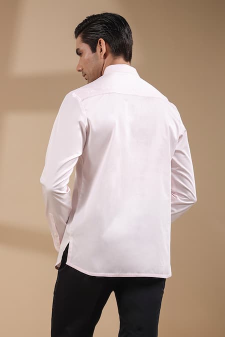 Shop Raw & Rustic By Niti Bothra Pink Cotton Potli Lined Placket Kurta Shirt at Aza Fashions Shop_Raw & Rustic By Niti Bothra_Pink Cotton Potli Lined Placket Kurta Shirt _at_Aza_Fashions