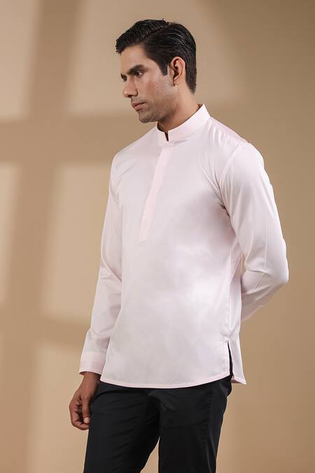 Buy Raw & Rustic By Niti Bothra Pink Cotton Potli Lined Placket Kurta Shirt Online at Aza Fashions Buy_Raw & Rustic By Niti Bothra_Pink Cotton Potli Lined Placket Kurta Shirt _Online_at_Aza_Fashions