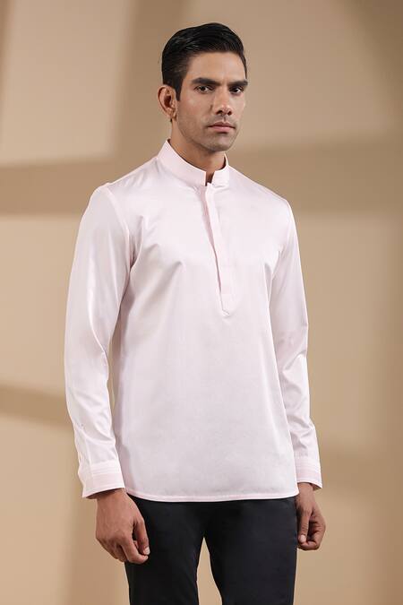 Buy Raw & Rustic By Niti Bothra Pink Cotton Potli Lined Placket Kurta Shirt Buy_Raw & Rustic By Niti Bothra_Pink Cotton Potli Lined Placket Kurta Shirt