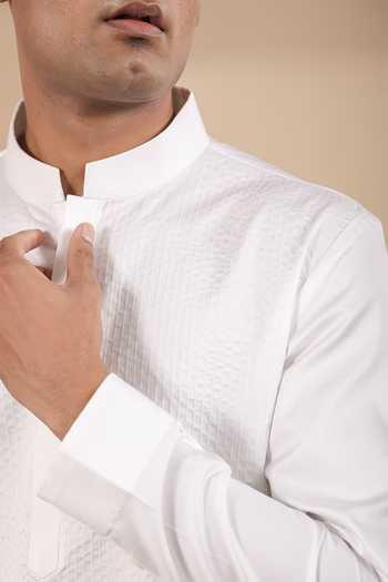 Raw & Rustic By Niti Bothra White Cotton Pintuck Kurta Shirt Online at Aza Fashions Raw & Rustic By Niti Bothra_White Cotton Pintuck Kurta Shirt _Online_at_Aza_Fashions