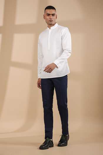 Buy Raw & Rustic By Niti Bothra White Cotton Pintuck Kurta Shirt Buy_Raw & Rustic By Niti Bothra_White Cotton Pintuck Kurta Shirt