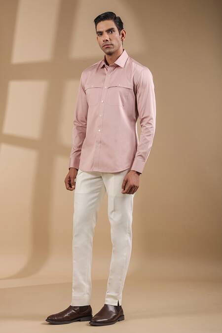 Shop Raw & Rustic By Niti Bothra Purple Cotton Solid Front Buttoned Shirt Shop_Raw & Rustic By Niti Bothra_Purple Cotton Solid Front Buttoned Shirt