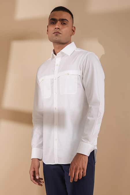 Shop_Raw & Rustic By Niti Bothra_White Cotton Front Buttoned Full Sleeve Shirt _Online_at_Aza_Fashions