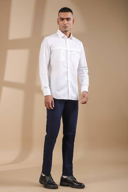 Raw & Rustic By Niti Bothra_White Cotton Front Buttoned Full Sleeve Shirt _at_Aza_Fashions