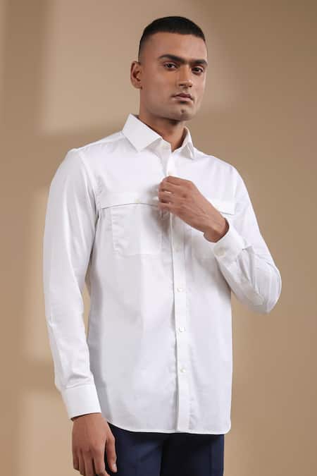 Buy_Raw & Rustic By Niti Bothra_White Cotton Front Buttoned Full Sleeve Shirt 