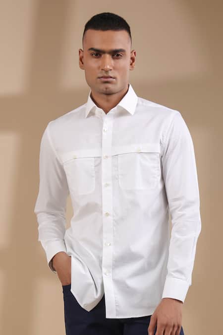 Shop_Raw & Rustic By Niti Bothra_White Cotton Front Buttoned Full Sleeve Shirt 