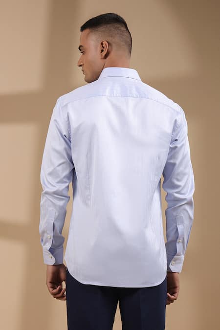 Shop Raw & Rustic By Niti Bothra Blue Cotton Solid Full Sleeve Shirt at Aza Fashions Shop_Raw & Rustic By Niti Bothra_Blue Cotton Solid Full Sleeve Shirt _at_Aza_Fashions