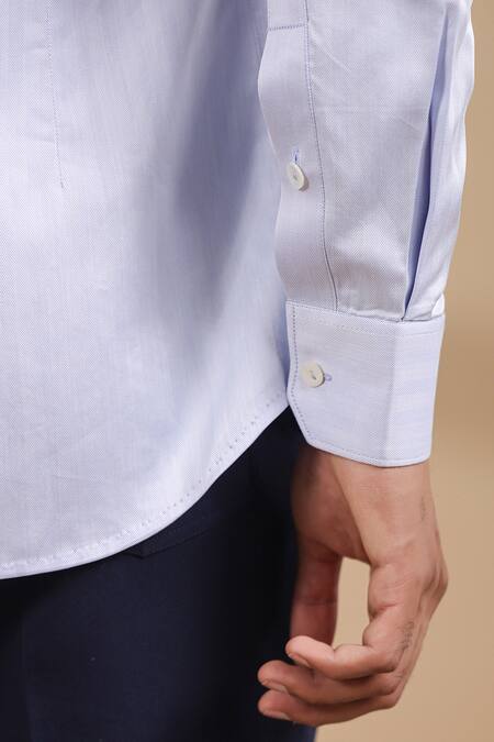 Shop Raw & Rustic By Niti Bothra Blue Cotton Solid Full Sleeve Shirt Shop_Raw & Rustic By Niti Bothra_Blue Cotton Solid Full Sleeve Shirt