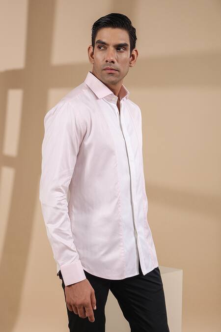 Raw & Rustic By Niti Bothra Pink Cotton Full Sleeve Solid Shirt at Aza Fashions Raw & Rustic By Niti Bothra_Pink Cotton Full Sleeve Solid Shirt _at_Aza_Fashions