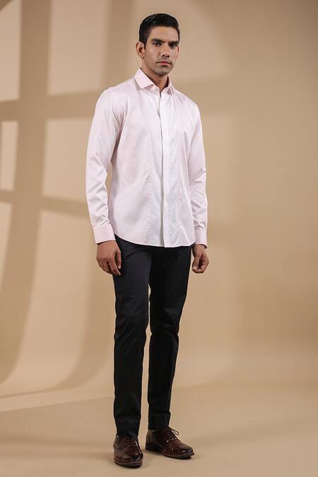 Shop Raw & Rustic By Niti Bothra Pink Cotton Full Sleeve Solid Shirt Shop_Raw & Rustic By Niti Bothra_Pink Cotton Full Sleeve Solid Shirt