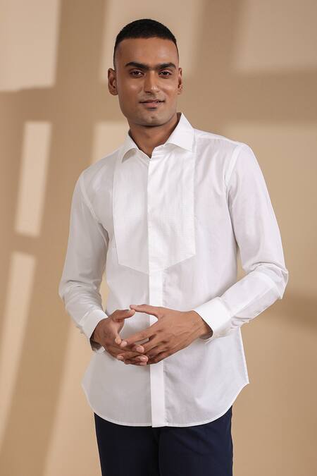 Raw & Rustic By Niti Bothra_White Cotton Solid Aero Collar Shirt _Online_at_Aza_Fashions