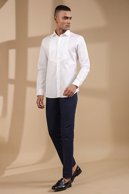 Shop_Raw & Rustic By Niti Bothra_White Cotton Solid Aero Collar Shirt _Online_at_Aza_Fashions