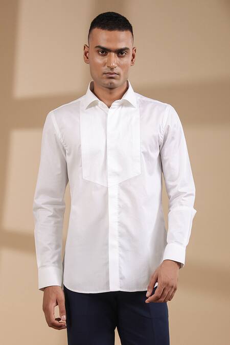 Raw & Rustic By Niti Bothra_White Cotton Solid Aero Collar Shirt _at_Aza_Fashions