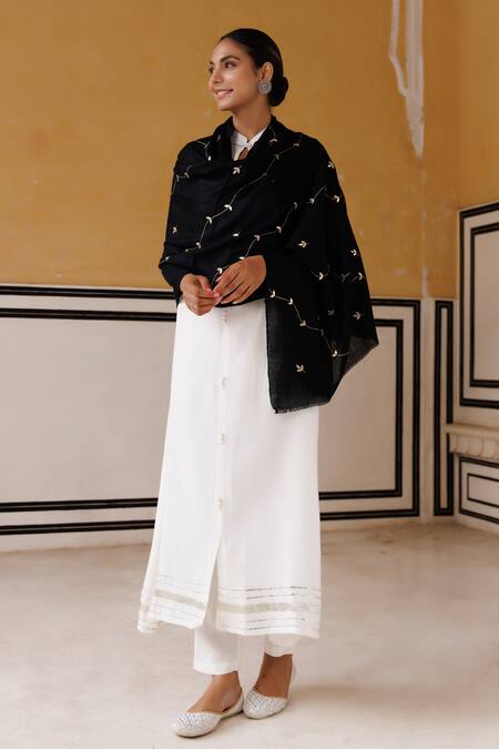 Geroo Jaipur Gota Jaal Embroidered Shawl 