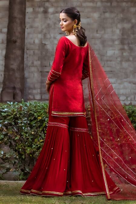 Sangeeta Swati Sequin Embroidered Kurta Gharara Set 