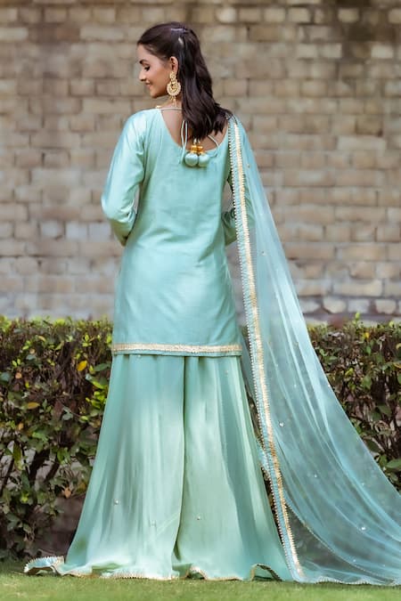 Sangeeta Swati Linear Embroidered Kurta Gharara Set 