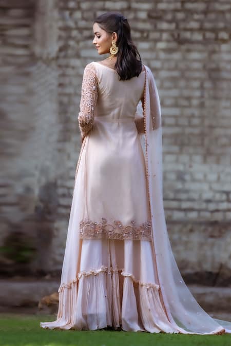 Sangeeta Swati Pearl Embroidered Kurta Gharara Set 