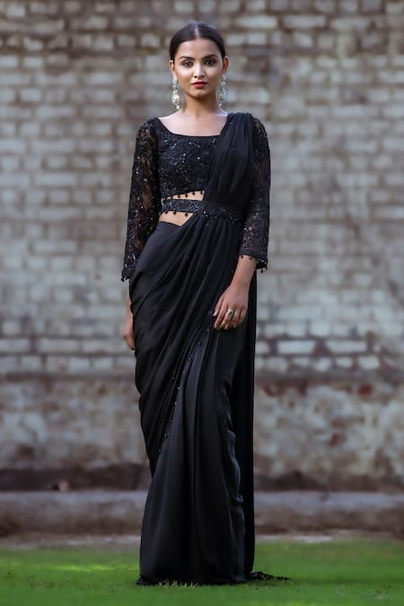 Chikankari Black Saree for Women, Farewell Saree With Blouse, Indian Party  Wear Saree, Hand Embroidered Saree With FREE Body Shaper - Etsy Finland