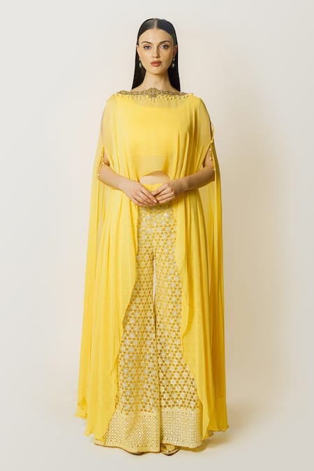 Rabani & Rakha Adha Embroidered Cape Palazzo Set 