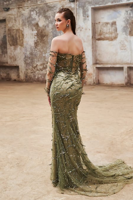 Pooja Peshoria Crystal Hand Embroidered Gown 