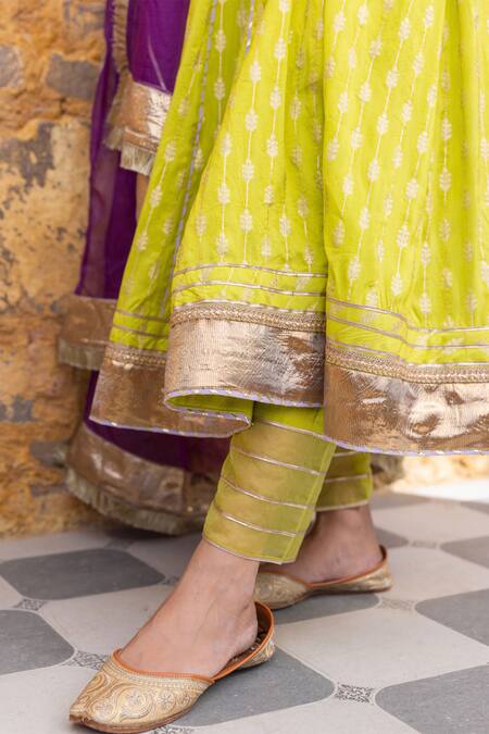 Buy Myaara Yellow Silk, Viscose, Cotton, Organza Sequins, Gota Patti, Anarkali Pant Set Online at Aza Fashions Buy_Myaara_Yellow Silk, Viscose, Cotton, Organza Sequins, Gota Patti, Anarkali Pant Set _Online_at_Aza_Fashions