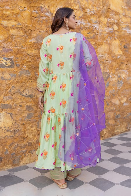 Myaara Zari Blossom Patterned Anarkali Pant Set 