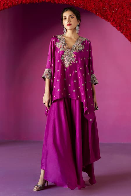 Mrunalini Rao Chaaya Silk Zardozi Embroidered Kurta Set 