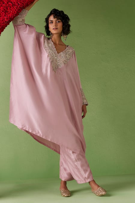 Mrunalini Rao Embroidered Kaftan & Pant Set 