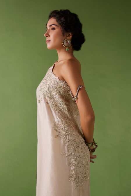 Mrunalini Rao Naaz One Shoulder Embroidered Kaftan 