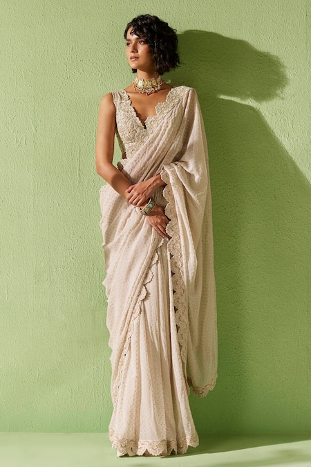 Mrunalini Rao Leela Resham Embroidered Saree 