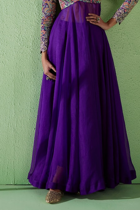 Mrunalini Rao Purple Organza, Silk Embroidery, Sequins, Zari Fluido Floral Anarkali Set Online at Aza Fashions Mrunalini Rao_Purple Organza, Silk Embroidery, Sequins, Zari Fluido Floral Anarkali Set _Online_at_Aza_Fashions