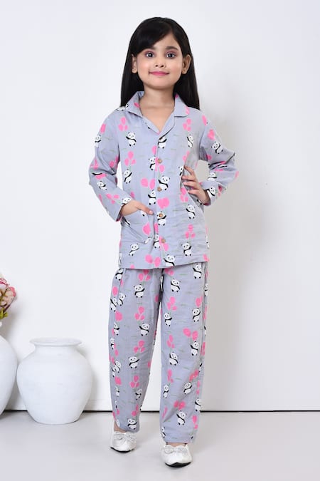 Buy_Petite Pomme_Grey Cotton Panda Print Night Suit_Online_at_Aza_Fashions