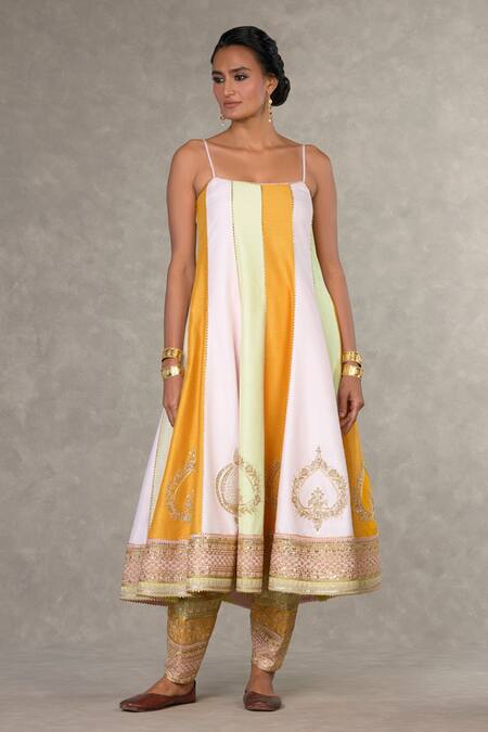 Masaba_Multi Color Raw Silk Embroidery Sitara Summertime Sorbet Anarkali And Salwar Set _Online_at_Aza_Fashions